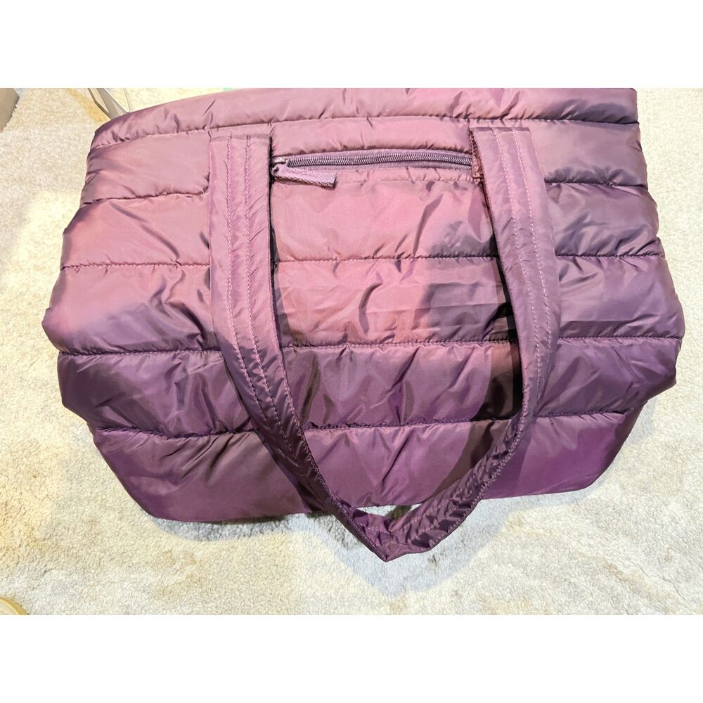 Reebok Barbara Quilted Puffer Tote Bag Dark Purple 17L Shoulder Bag NWT